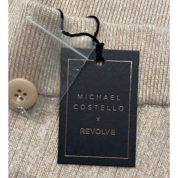 NWT Revlove x Michael Castello Kalina Pants Sweater Side Button Tan XL New - Picture 2 of 6